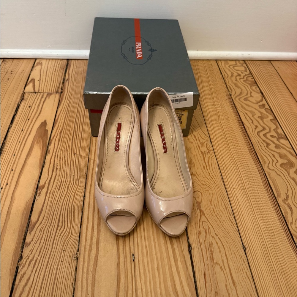 Prada Women's Beige Peep Toe Heels